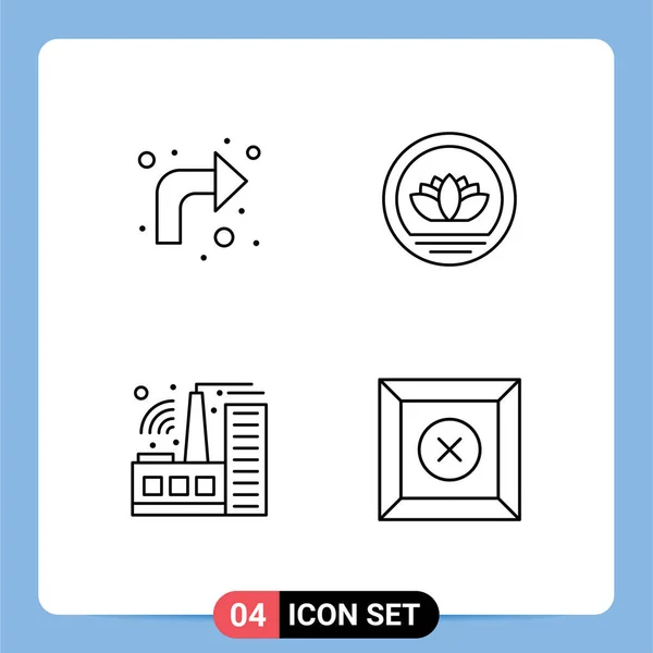 編集可能なベクトルラインパック4シンプルなファイルラインフラット矢印 コイン ボックスの色編集可能なベクトルデザイン要素 — ストックベクタ
