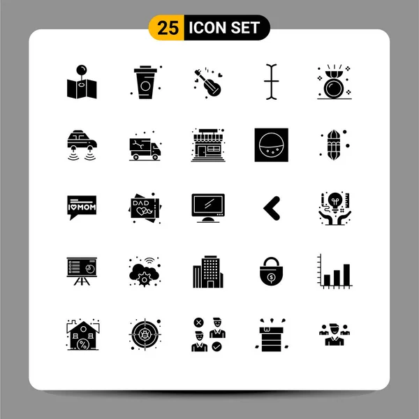 Universal Icon Symbols Group Modern Solid Glyphs Car Jewelry Song — Stockový vektor