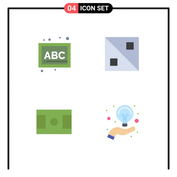 Conjunto Moderno Iconos Planos Símbolos Como Abc Deporte Escuela Línea — Vector de stock