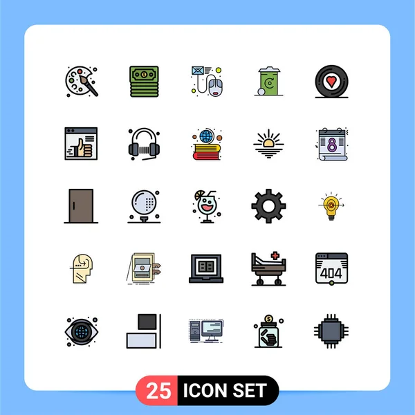 一组25个现代Ui图标 用于心脏 电子邮件 可编辑向量设计元素的符号 — 图库矢量图片