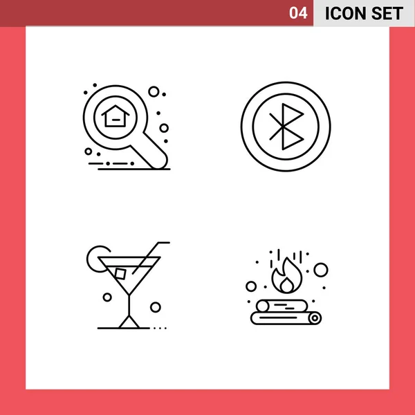 Pack Couleurs Plates Filledline Modernes Signes Symboles Pour Supports Impression — Image vectorielle