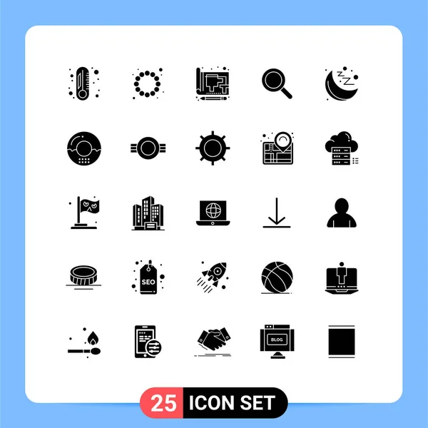 Thematic Vector Solid Glyphs Editable Symbols Moon Gym Drawing Search — Stockový vektor