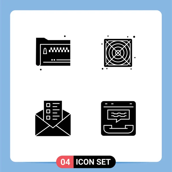 Pack Modern Solid Glyphs Signs Symbols Web Print Media Folder — Stock Vector
