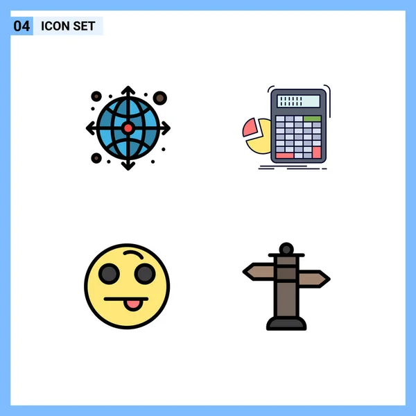 Modern Set Filledline Flat Colors Symbols Arrow Emojis Web Math — Stock Vector