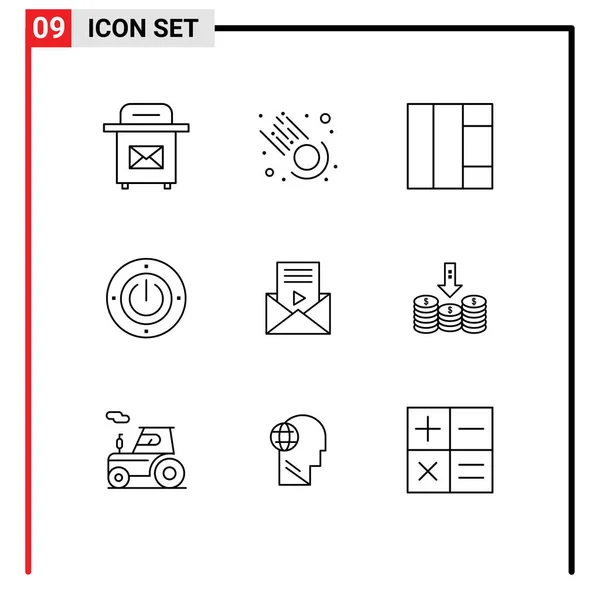 Universal Icon Symbols Group Modern Outlines Cash Video Player Electricity - Stok Vektor