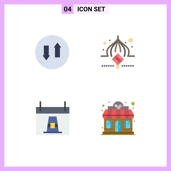 Thematic Vector Flat Icons Editable Symbols Arrows Calendar Decoration Dinner — Stock Vector