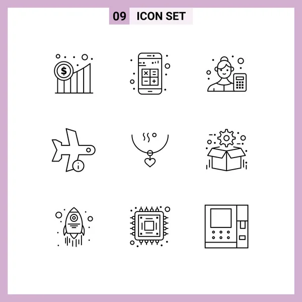 Stock Vector Icon Pack Line Signs Symbols Transport Info Interaction — Stock Vector