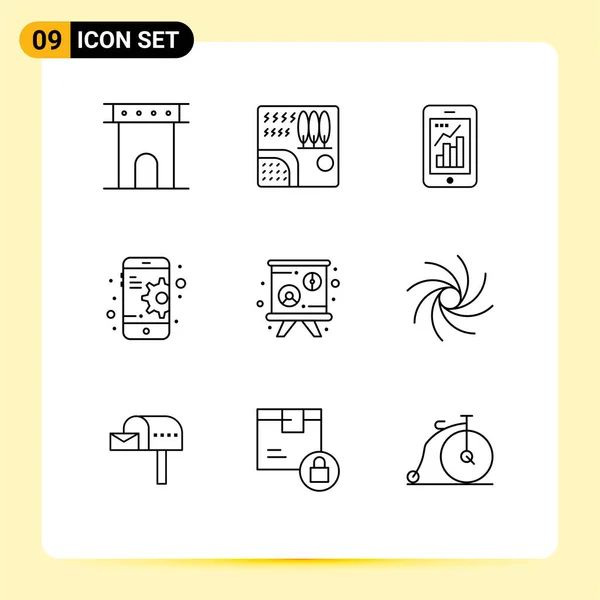 Stock Vector Icon Pack Signos Línea Símbolos Para Móvil Configuración — Vector de stock