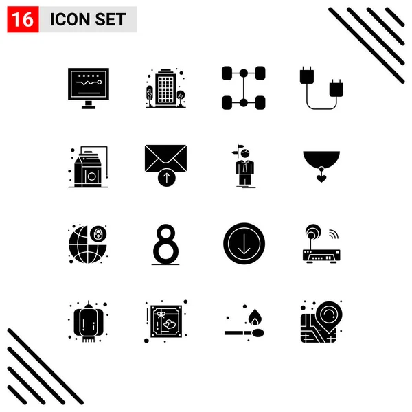 Universal Icon Symbols Gruppo Moderni Glifi Solidi Generi Alimentari Hardware — Vettoriale Stock