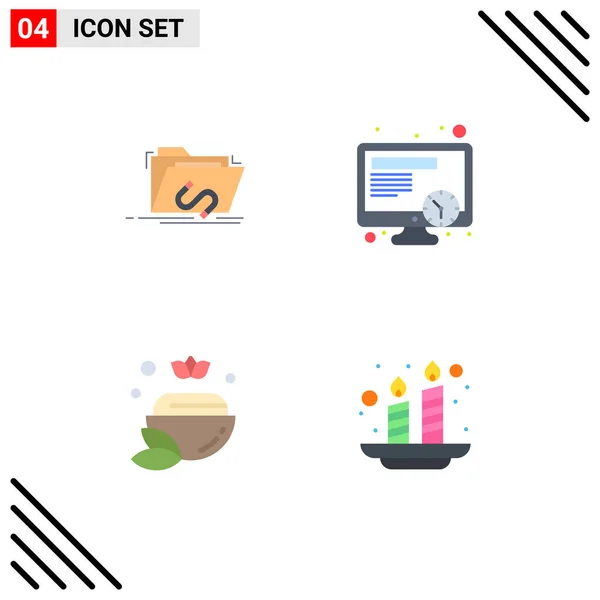 Set Iconos Planos Vectoriales Rejilla Para Puerta Trasera Cuenco Internet — Vector de stock