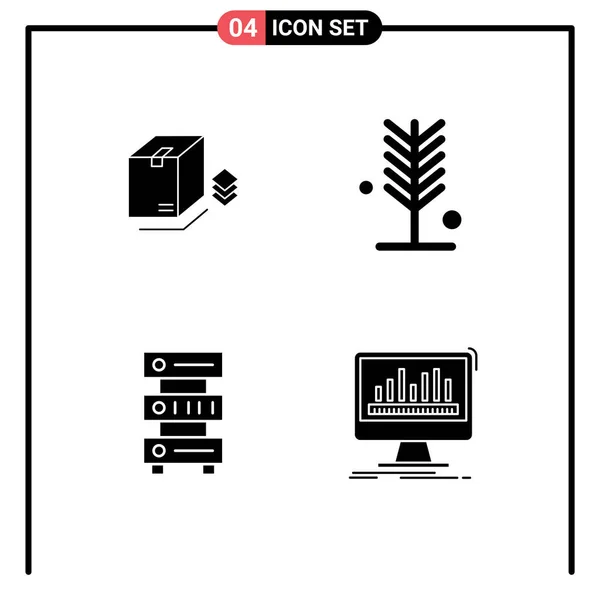 Set Modern Icons Symbols Signs Box Data Bundle Nature Hosting — Stock Vector