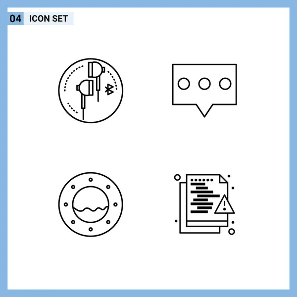 User Interface Line Pack Modern Jelek Szimbólumok Fejhallgató Porthole Bluetooth — Stock Vector