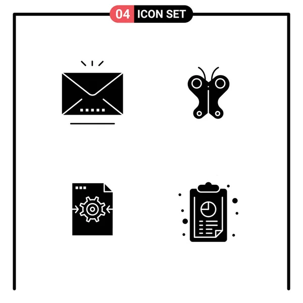 Jeu Symboles Modernes Icônes Interface Utilisateur Signes Pour Email Engrenage — Image vectorielle