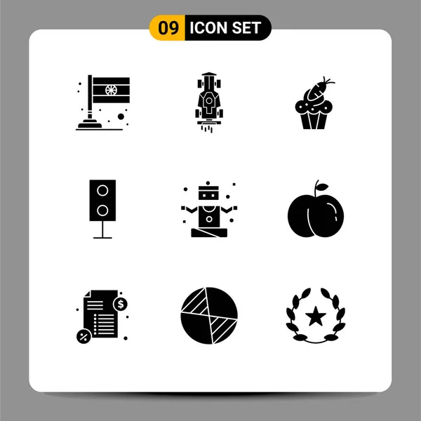 솔리드 Glyphs Pictograph Technology Products Cake Electronics Rack Editable Vector — 스톡 벡터