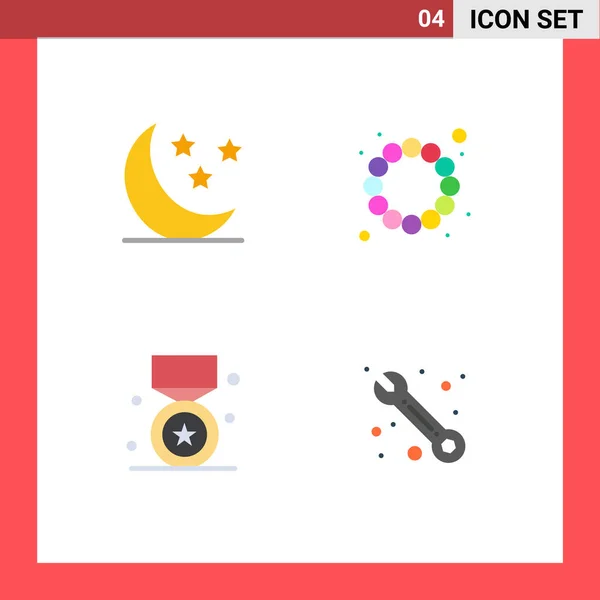 User Interface Pack Mit Einfachen Flachen Icons Von Mond Gewinn — Stockvektor