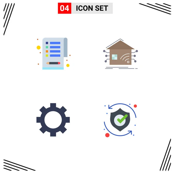 Interfaz Móvil Icono Plano Conjunto Pictogramas Checklist Gadget Automatización Smart — Vector de stock