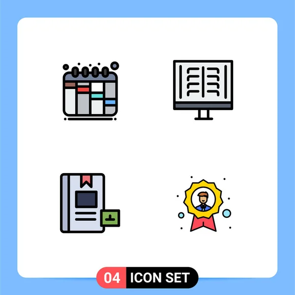 Universal Icon Symbols Group Modern Filledlineフラット色の反復 知識編集可能なベクトルデザイン要素 — ストックベクタ