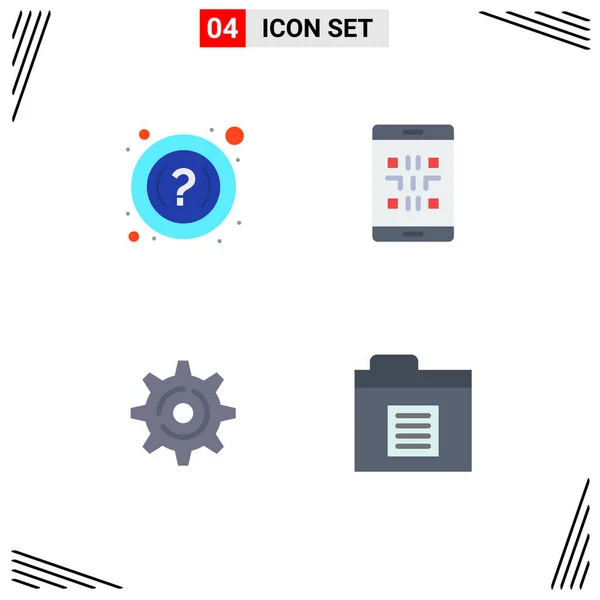 Mobile Interface Flat Icon Set Mit Piktogrammen Von Faq Gear — Stockvektor