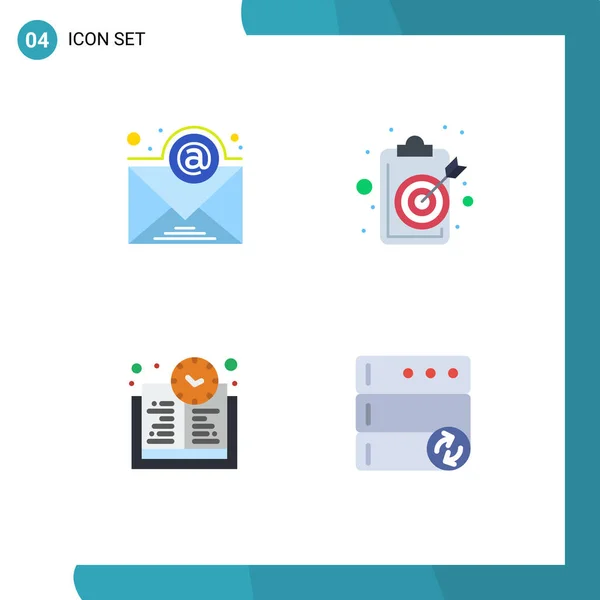 Modern Set Flat Icons Pictograph Email Education Time Aim Objective — Stock Vector