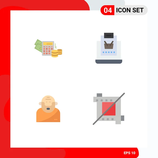 Mobile Interface Flat Icon Set Pictogramas Dinheiro Deus Equilíbrio Online — Vetor de Stock