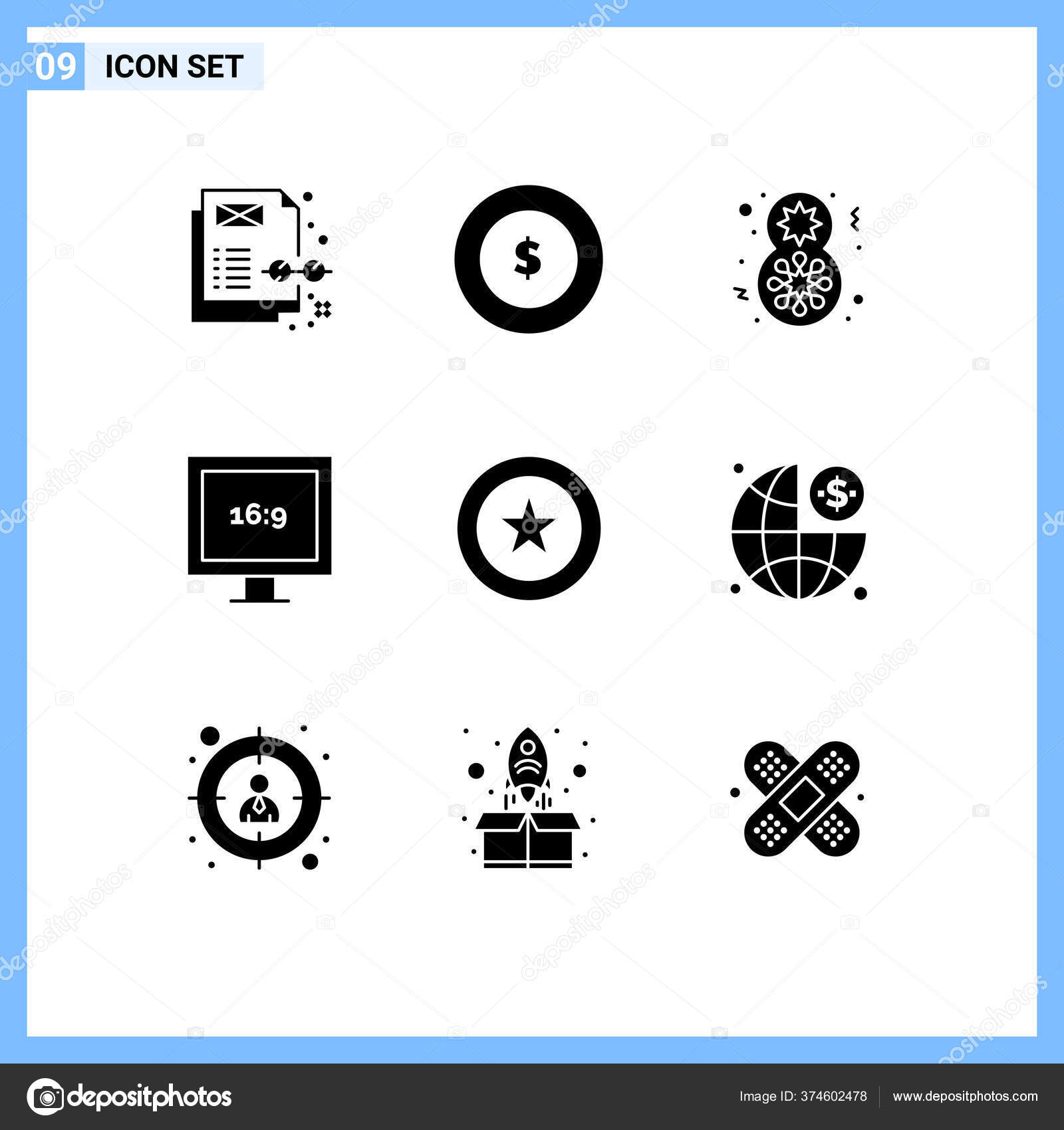 Набор Векторных Символов Гриде Бизнеса Любимого Подарка Награды.