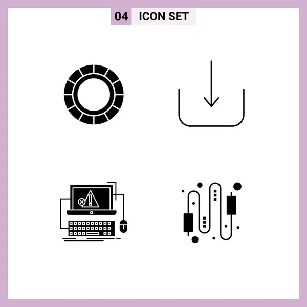 Editable Vector Line Pack Simple Solid Glyphs Color Wheel Failure — Stock Vector