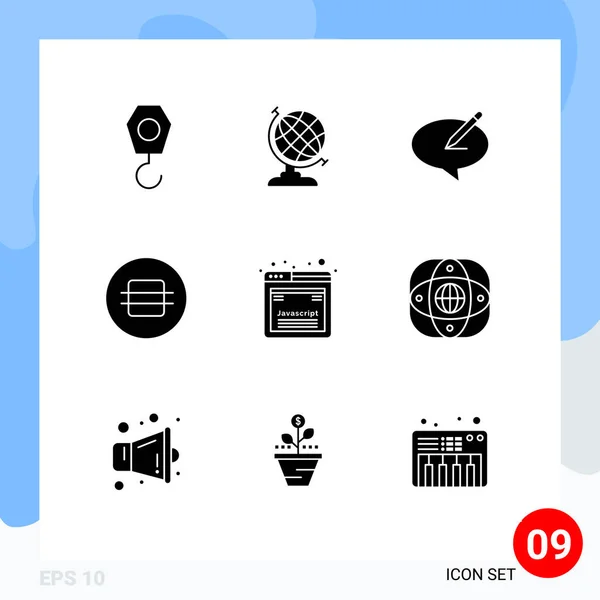 Stock Vector Icon Pack Mit Zeilenzeichen Und Symbolen Für Javascript — Stockvektor