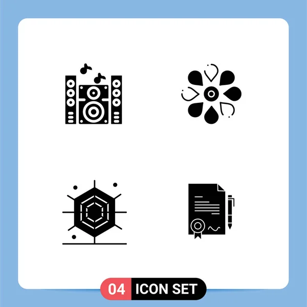 4ユーザーインターフェイス現代的な記号や音楽 合意のシンボルの固体グリフパック編集可能なベクトルデザイン要素 — ストックベクタ