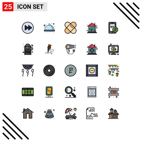 25個のモダンなUiアイコンのセットモバイル サービス エコハウスのための記号編集可能なベクトルデザイン要素 — ストックベクタ