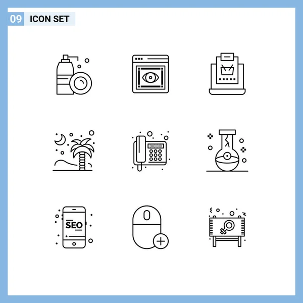 Universal Icon Symbols Gruppe Von Modernen Umrissen Von Kokosnuss Natur — Stockvektor