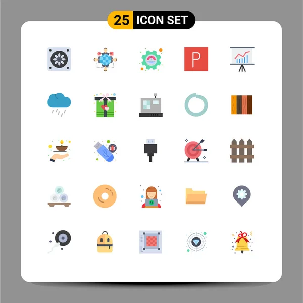 Stock Vector Icon Pack Mit Zeilenzeichen Und Symbolen Für Präsentation — Stockvektor