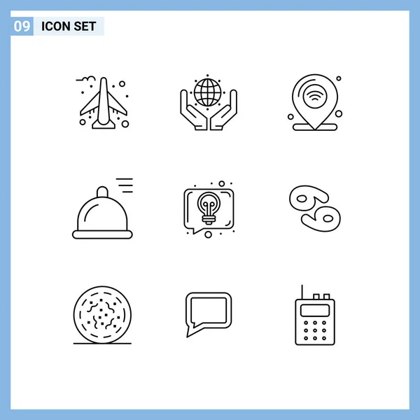 Stock Vector Icon Pack Mit Zeilenzeichen Und Symbolen Für Idee — Stockvektor