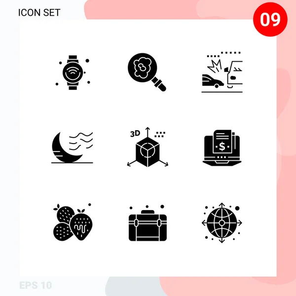 Creative Icons Modern Signs Symbols Coding Sleep Accident Night Climate — Stock Vector