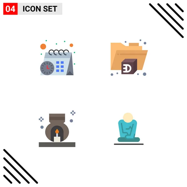 Mobile Interface Flat Icon Set Van Pictogrammen Van Kalender Snel — Stockvector