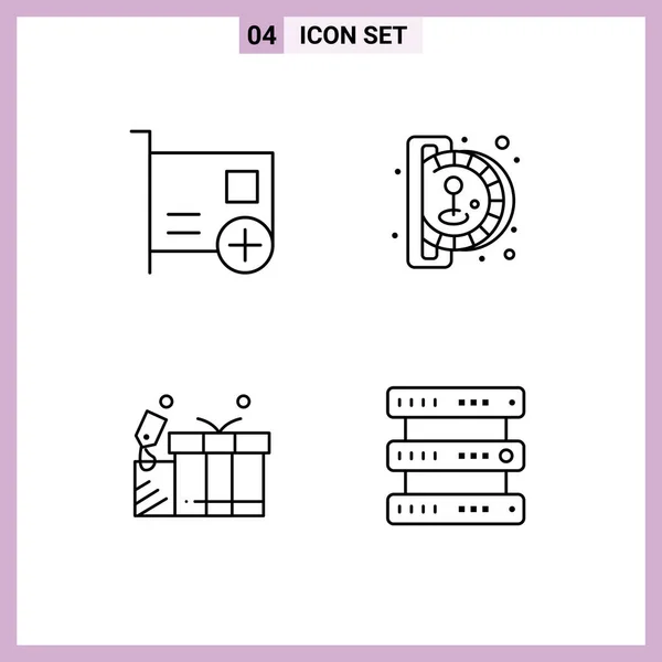 Stock Vector Icon Pack Mit Zeilenzeichen Und Symbolen Für Hinzufügen — Stockvektor
