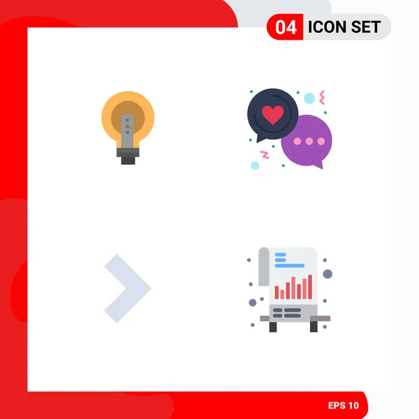 Flat Icon Konzept Für Webseiten Mobile Und Apps Glühbirne Herz — Stockvektor