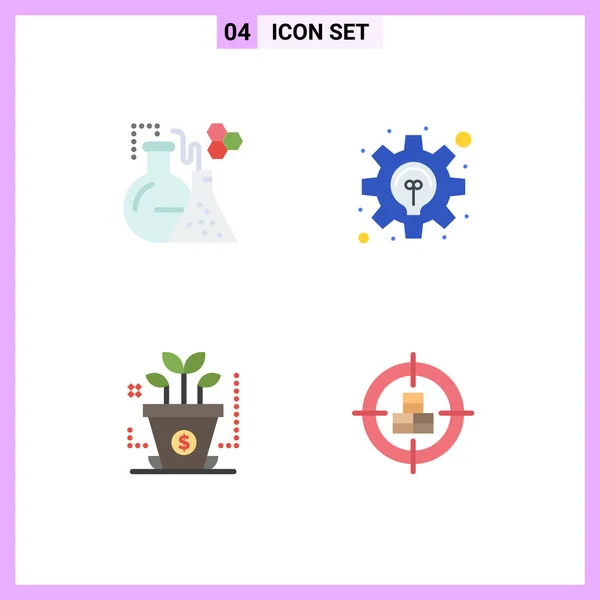 Set Vector Flat Icons Grid Flask Investment Tube Solution Buy — Stock Vector