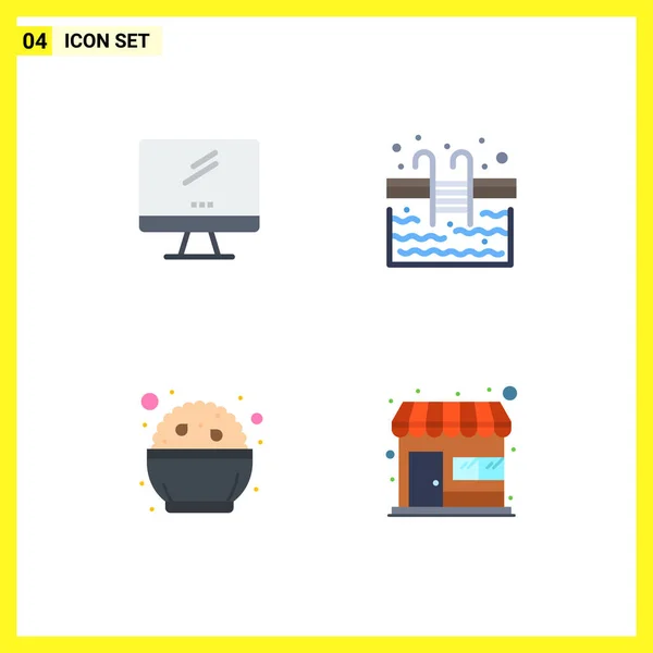 Flat Icon Pack Mit Universellen Symbolen Für Computer Essen Imam — Stockvektor