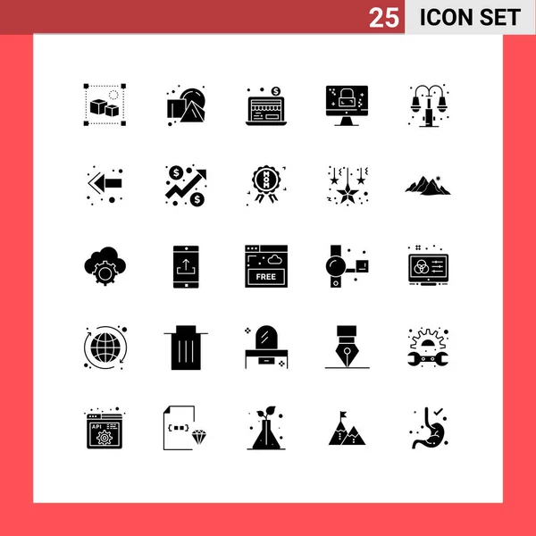 Conjunto Iconos Interfaz Usuario Moderna Símbolos Signos Para Luz Ciudad — Archivo Imágenes Vectoriales