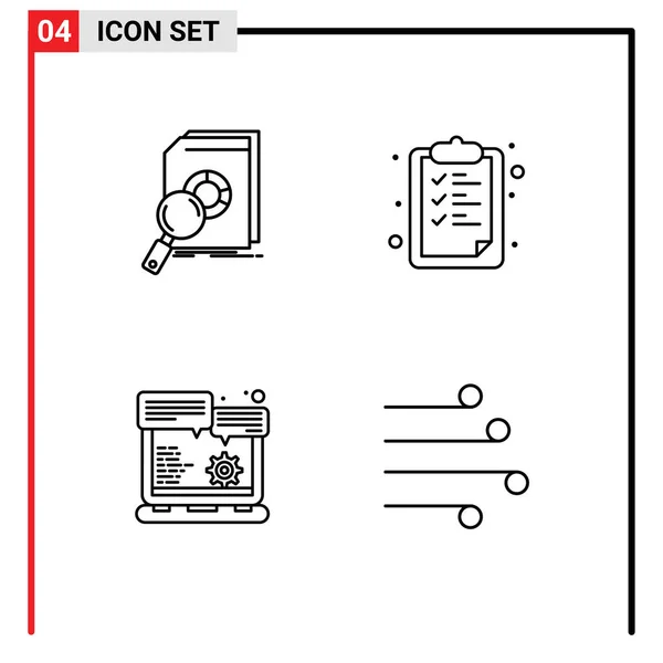 Pictogram Set Simple Filledline Flat Colores Análisis Navegador Mercado Portapapeles — Vector de stock