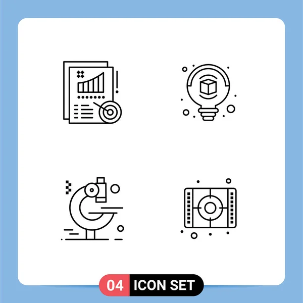 Conjunto Moderno Colores Planos Línea Relleno Símbolos Como Analítica Investigación — Vector de stock