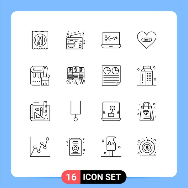 User Interface Pack Basic Outlines Brush Love Connection Heart Hurt — Stock Vector