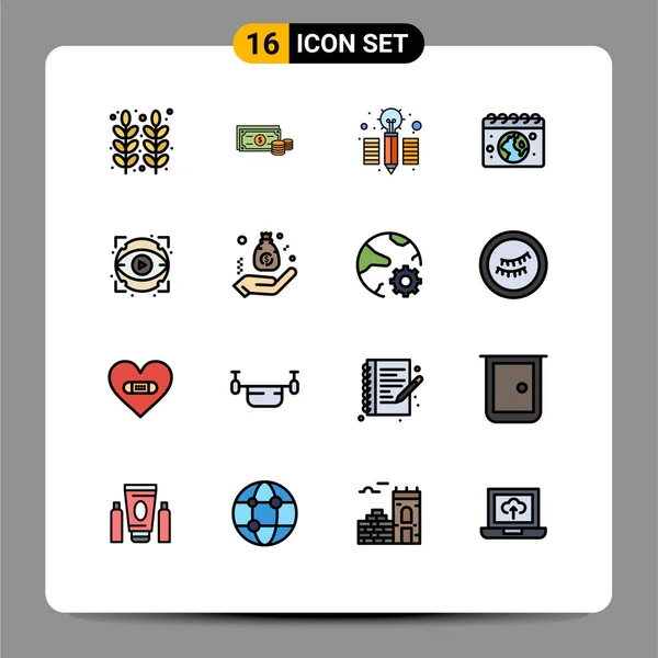 Set Iconos Interfaz Usuario Moderna Símbolos Signos Para Ojo Calendario — Archivo Imágenes Vectoriales