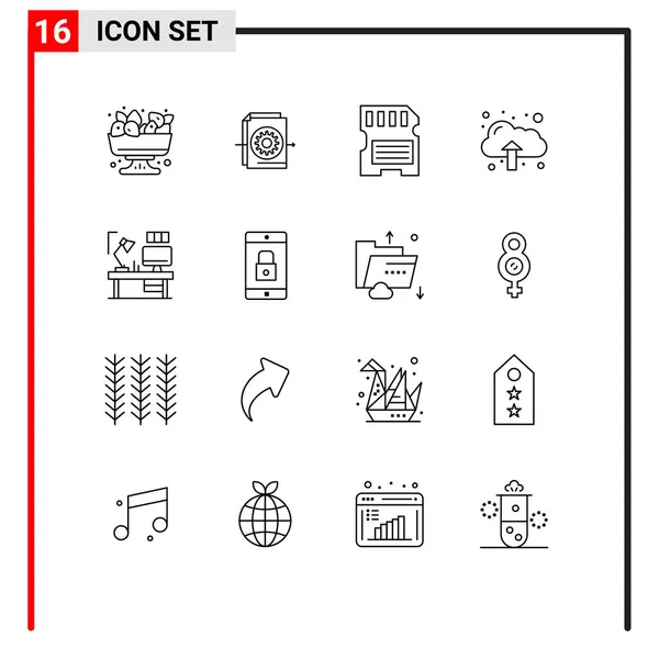 Groupe Contours Signes Symboles Pour Lampe Table Carte Téléchargement Nuage — Image vectorielle