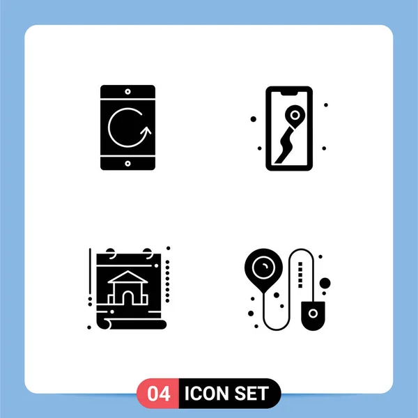 Universal Solid Glyphs Set Web Mobile Applications Nyíl Naptár Eszközök — Stock Vector