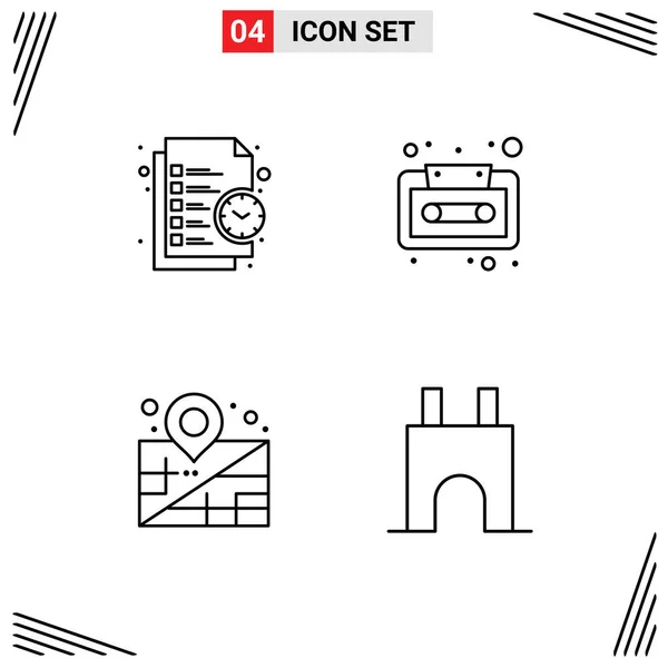 Icônes Créatives Signes Modernes Symboles Entreprise Emplacement Tâche Cassette Audio — Image vectorielle