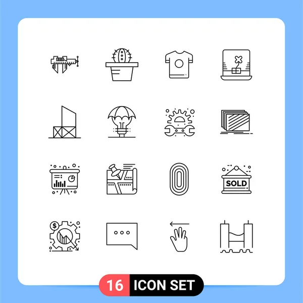 Set Modern Icons Symbols Signs Rescue Beach Shirt Baywatch Computer — Stock Vector