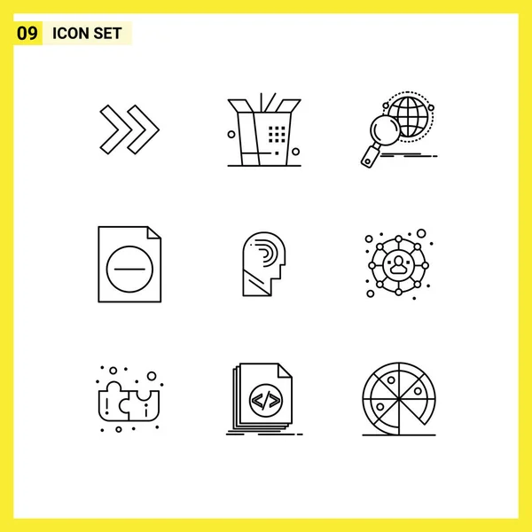 Universal Outline Signs Symbols Switch Manipulate Research Human File Editable — Stock Vector