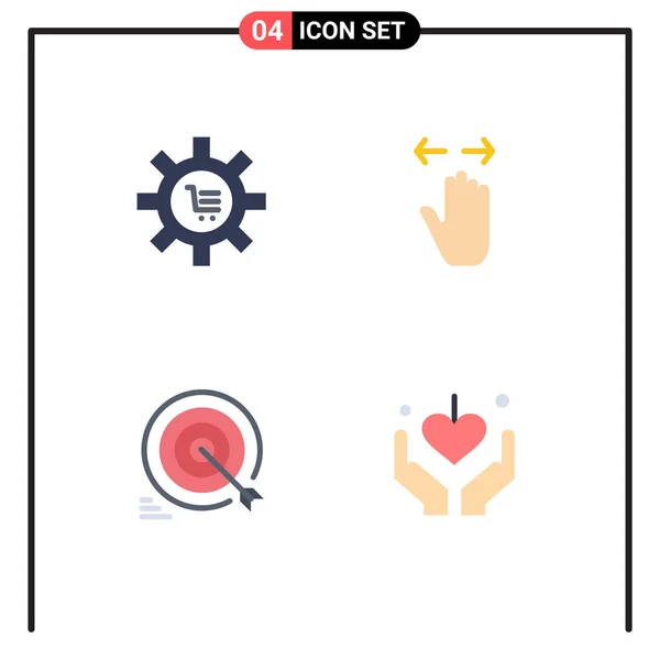 Flat Icon Confezione Simboli Universali Carrello Destra Commercio Mano Freccette — Vettoriale Stock