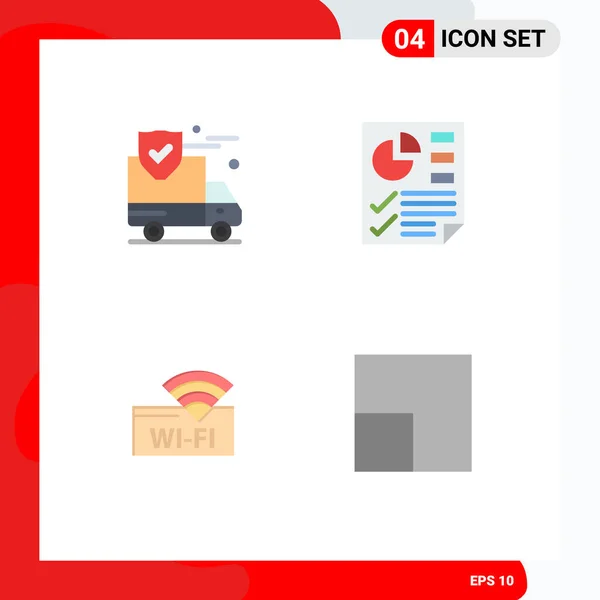 Packung Mit Kreativen Flat Icons Von Versicherungen Wifi Van Seite — Stockvektor